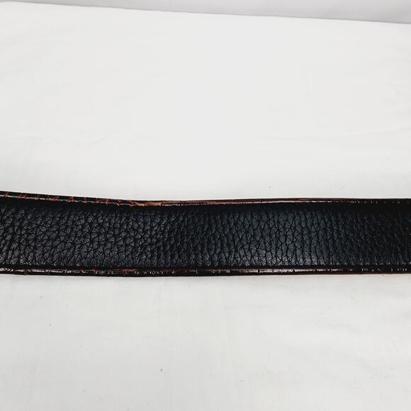 Vintage Brighton Women's Black & Brown Leather Belt with Scroll Buckle Large /34 - Picture 9 of 11